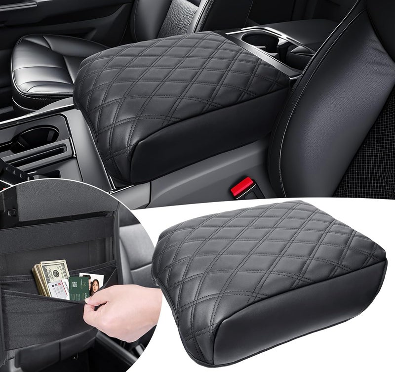 Sinvanho Center Console Cover for Ford F150 2021 2022 2023 2024 2025 Truck Interior Accessories, PU Leather Armrest Middle Console Cover Anti-Scratch Protector Cushion Pad (Bucket Seat Only) - Image 1